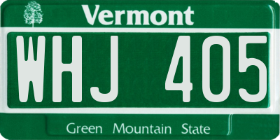 VT license plate WHJ405