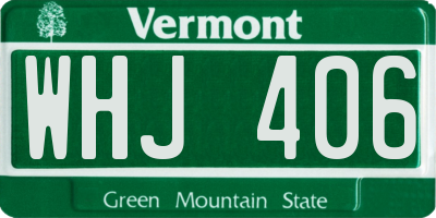 VT license plate WHJ406