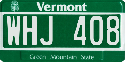 VT license plate WHJ408