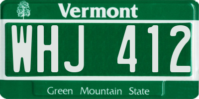 VT license plate WHJ412