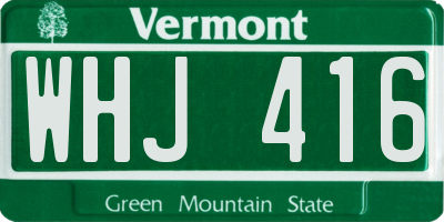 VT license plate WHJ416