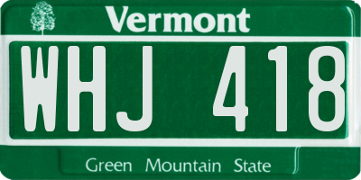 VT license plate WHJ418