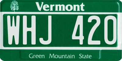 VT license plate WHJ420