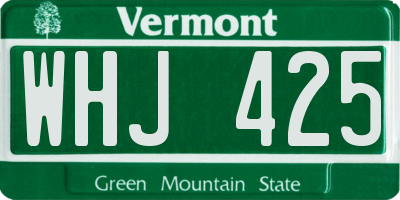 VT license plate WHJ425