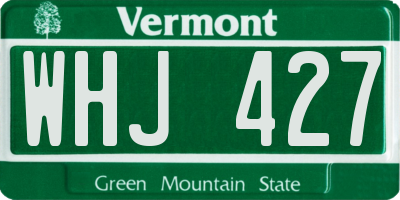 VT license plate WHJ427