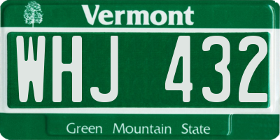 VT license plate WHJ432