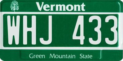 VT license plate WHJ433