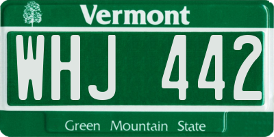 VT license plate WHJ442