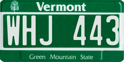 VT license plate WHJ443