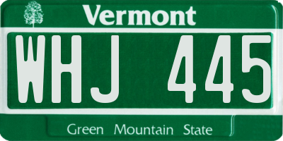 VT license plate WHJ445