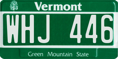 VT license plate WHJ446