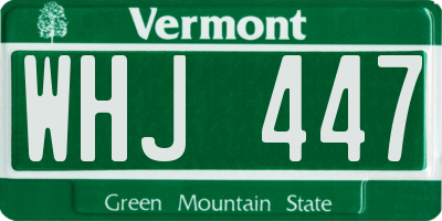 VT license plate WHJ447