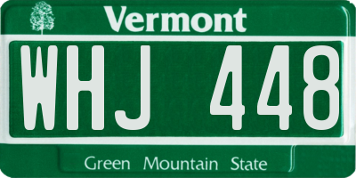 VT license plate WHJ448