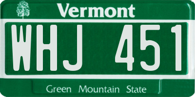 VT license plate WHJ451