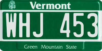 VT license plate WHJ453