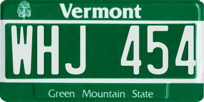 VT license plate WHJ454