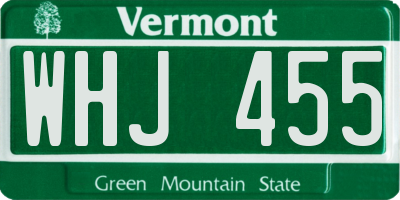 VT license plate WHJ455