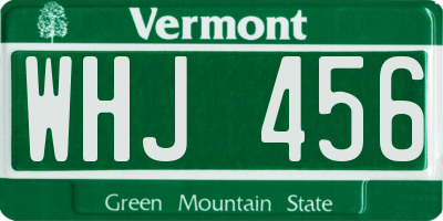 VT license plate WHJ456
