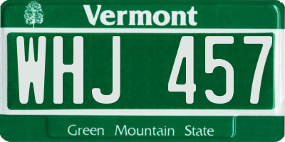 VT license plate WHJ457