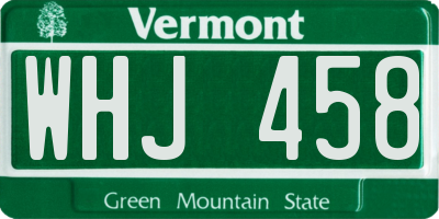 VT license plate WHJ458