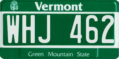 VT license plate WHJ462