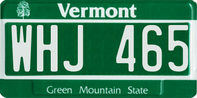 VT license plate WHJ465