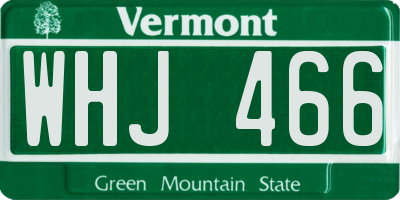VT license plate WHJ466