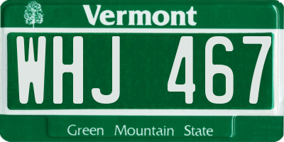 VT license plate WHJ467