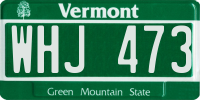 VT license plate WHJ473