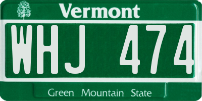 VT license plate WHJ474