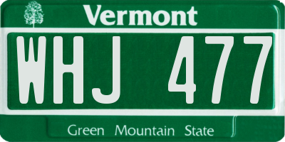 VT license plate WHJ477