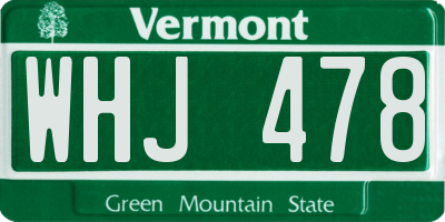 VT license plate WHJ478