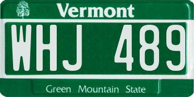 VT license plate WHJ489