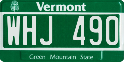 VT license plate WHJ490