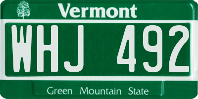 VT license plate WHJ492