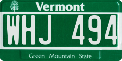 VT license plate WHJ494