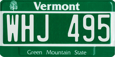 VT license plate WHJ495