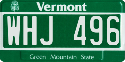 VT license plate WHJ496