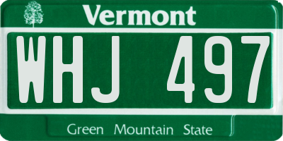 VT license plate WHJ497