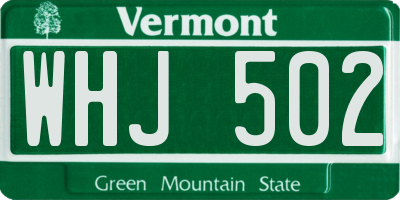 VT license plate WHJ502