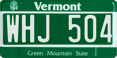 VT license plate WHJ504