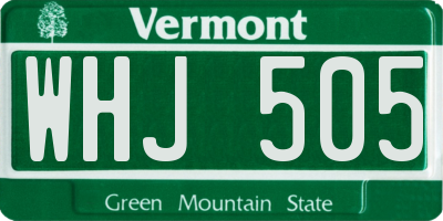 VT license plate WHJ505
