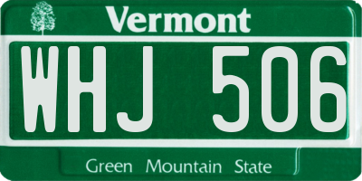VT license plate WHJ506
