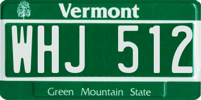 VT license plate WHJ512