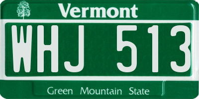 VT license plate WHJ513