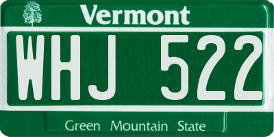 VT license plate WHJ522