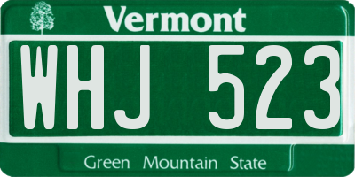 VT license plate WHJ523