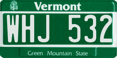 VT license plate WHJ532