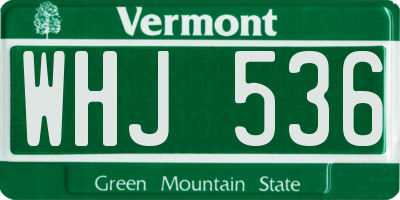VT license plate WHJ536