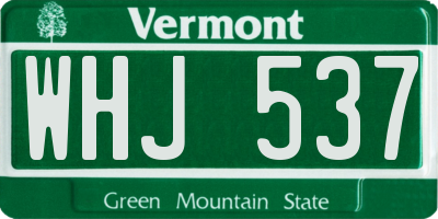VT license plate WHJ537